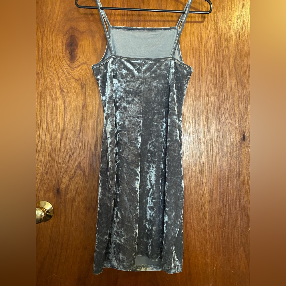 Forever 21 Crushed Gray Velvet High Neck Bodycon Dress